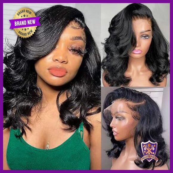 13x6 HD Lace Front Wig Human Hair 200% Density Bob Glueless Pre Plucked